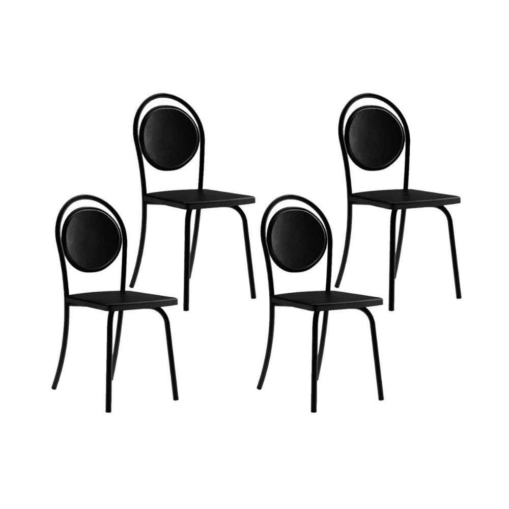 Cadeira Sala De Jantar 1738 Kit 4 Uni Preto- Courano Preto - Carraro