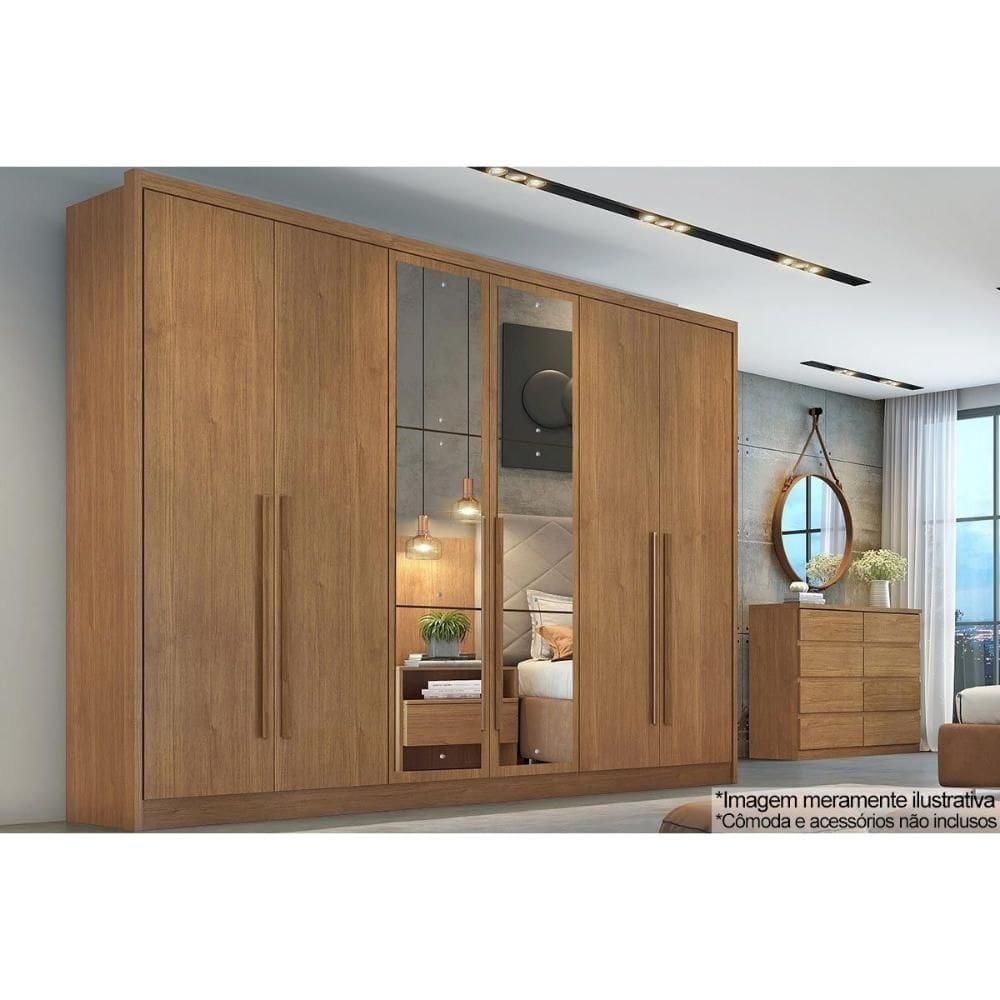 Guarda Roupa Casal 6 Portas E 8 Gavetas C- Espelho Robust-livorno Cumaru