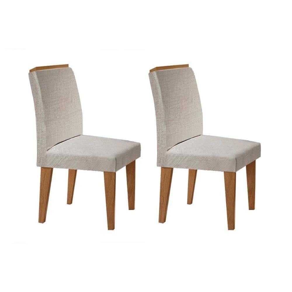 Kit 2 Cadeiras De Cozinha Lunara Imbuia-suede Creme - Rufato