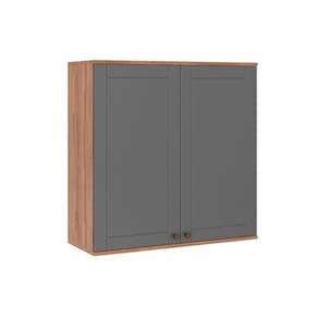 Armário Aéreo Para Cozinha Bella 2602 Com 2 Portas 80cm Nogal-cinza - Carraro