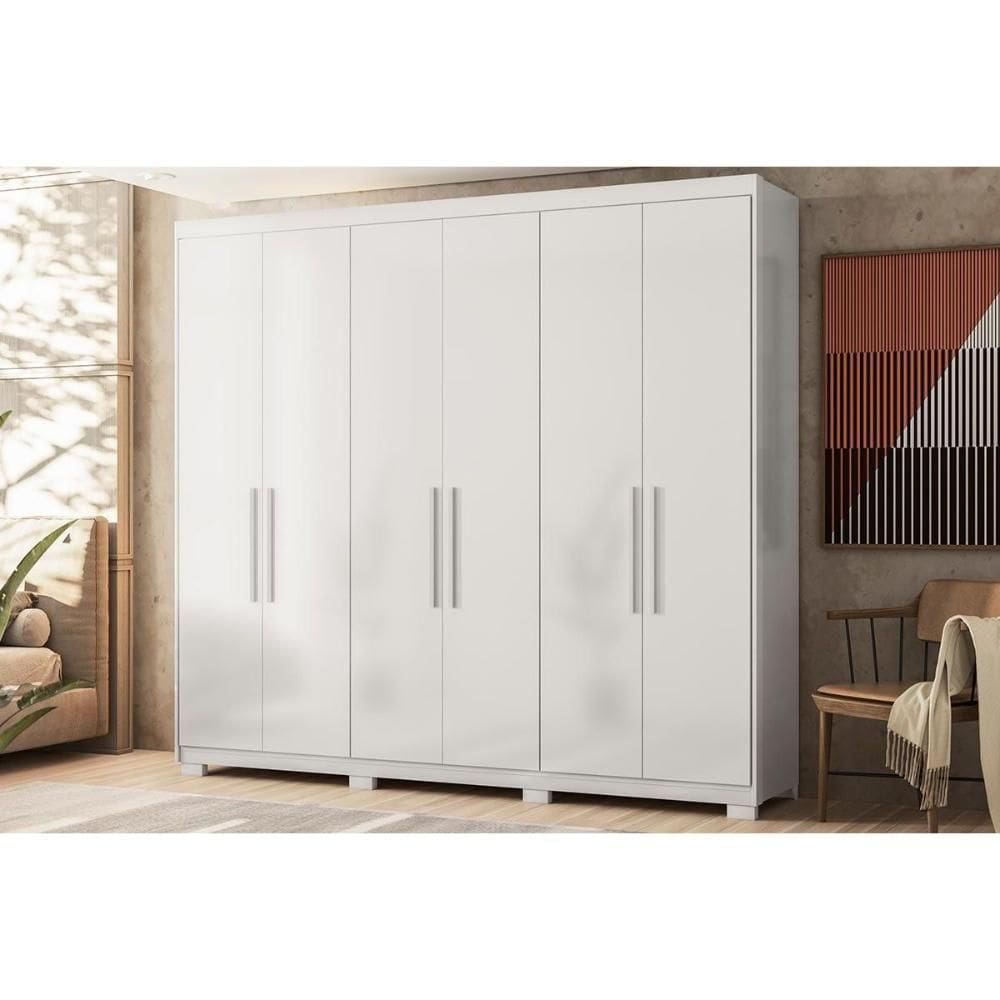 Guarda Roupa Casal 6 Portas E 2 Gavetas C- Pés Venice Branco