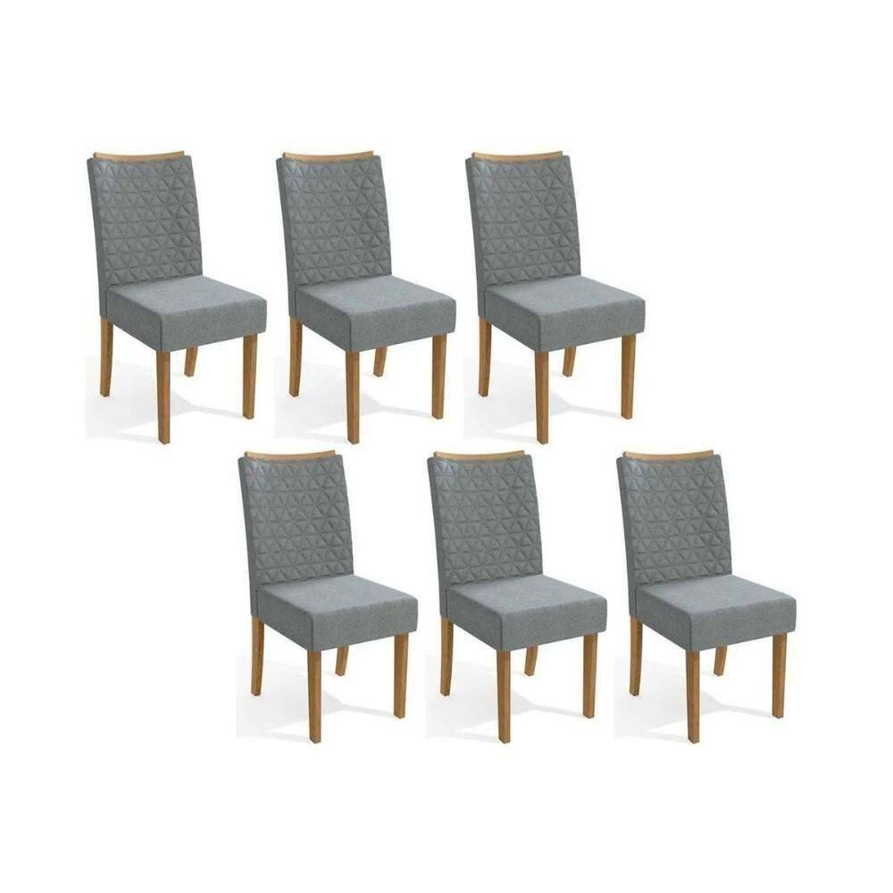 Cadeira Sala De Jantar 2cad129fr Kit 6 Un Freijo-linho Cinza A056 - Kappesberg