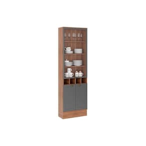 Cristaleira De Cozinha Bella 2615 C- 4 Portas 2 De Vidro 70cm Nogal-cinza - Carraro