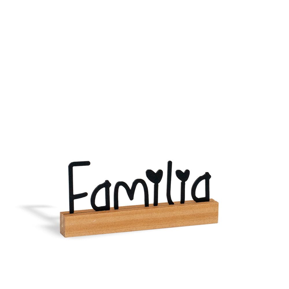 Escultura Familia Em Madeira E Metal 19Cm