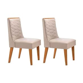 Cadeira Sala De Jantar Dafne Kit 2 Un Madeira Capuccino-suede Creme - Rufato