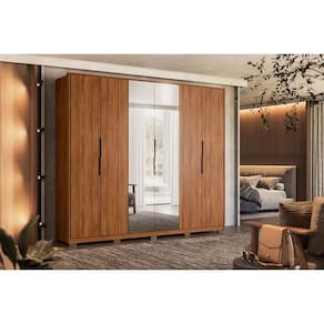 Guarda Roupa Casal 6 Portas (2 C- Espelho) E 6 Gavetas C- Pés Atrice Nogueira