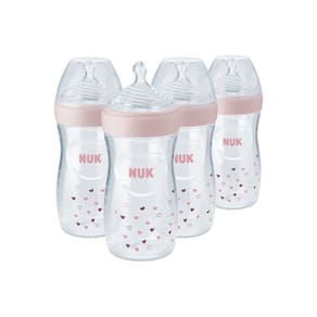 Mamadeira NUK Simply Natural SafeTemp Girl 250 ml, pacote com 4