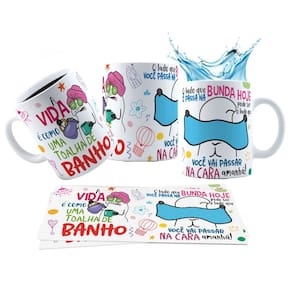 Caneca 325ml A vida é como uma toalha de banho, o lado que