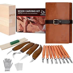 Kit de escultura em madeira IMYMEE Deluxe com estojo de couro para adultos