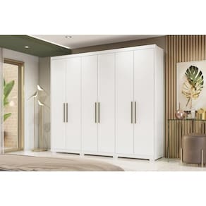 Guarda Roupa Casal 6 Portas E 3 Gavetas C- Pés Sumatra Branco