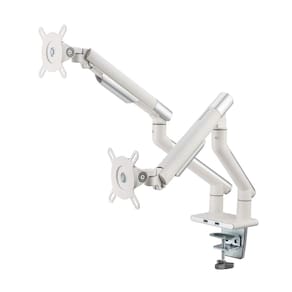 Suporte de montagem em braço com monitor duplo POUT E12 para mesa branco/prateado