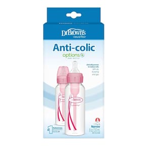 Frasco Dr. Brown`s Pink 240 ml (pacote com 2) para recém-nascidos