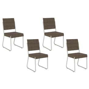 Kit 4 Cadeiras Sala Jantar 1736 4 Uni Prata/Suede Linho Cinza - Carraro