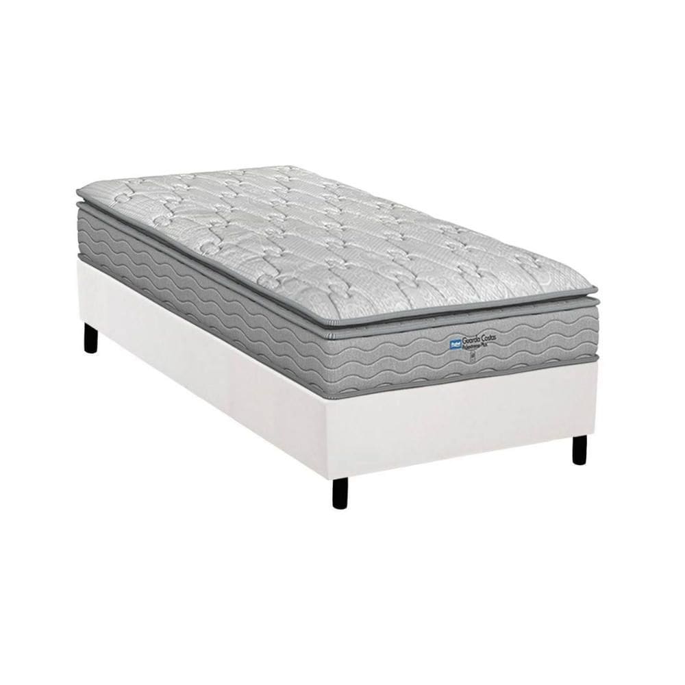 Conjunto Box Solteiro: Colchão Espuma Probel D45 Anatômico Guarda Costas Próextreme Plus + Base CRC Courano White (88x188)
