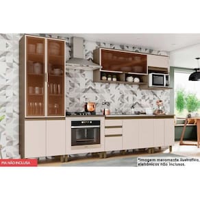 Cozinha Modulada Henn Connect 9 Peças (3Aéreos+3Balcões+1Paneleiro+2Complementos) C6P18 Duna/Cristal-Henn