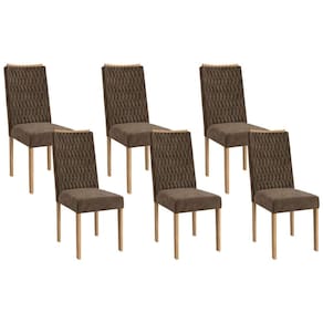 Kit 6 Cadeiras de Cozinha 2CAD157EA 6 Un Eucalipto/Suede Marrom A033 - Kappesberg