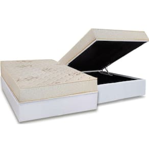 Conjunto Box Baú Casal: Colchão Molas Luckspuma D45 Gran Luck Floral Pró Saúde + Base CRC Courano White (138x188)