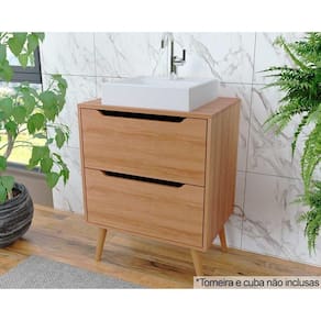 Balcão p/ Banheiro c/ Pés BN3639 s/ Cuba c/ 2 Gavetas 60cm Amêndoa - Tecno Mobili