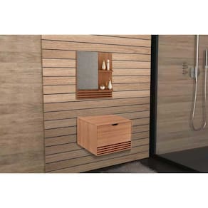 Armário c/ Balcão Banheiro Suspenso BN3613 s/ Cuba 60cm e Espelho BN3614 Amêndoa - Tecno Mobili