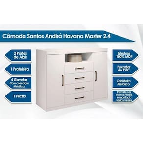 Cômoda Solteiro Master C/ 2 Portas 1 Nicho E 4 Gavetas C/ Pés Jatobá/grafite - Santos Andirá
