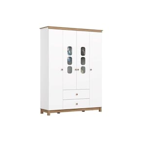 Guarda Roupa 4 Portas Aconchego c/ e 2 Gavetas Branco/Jequitiba - Henn