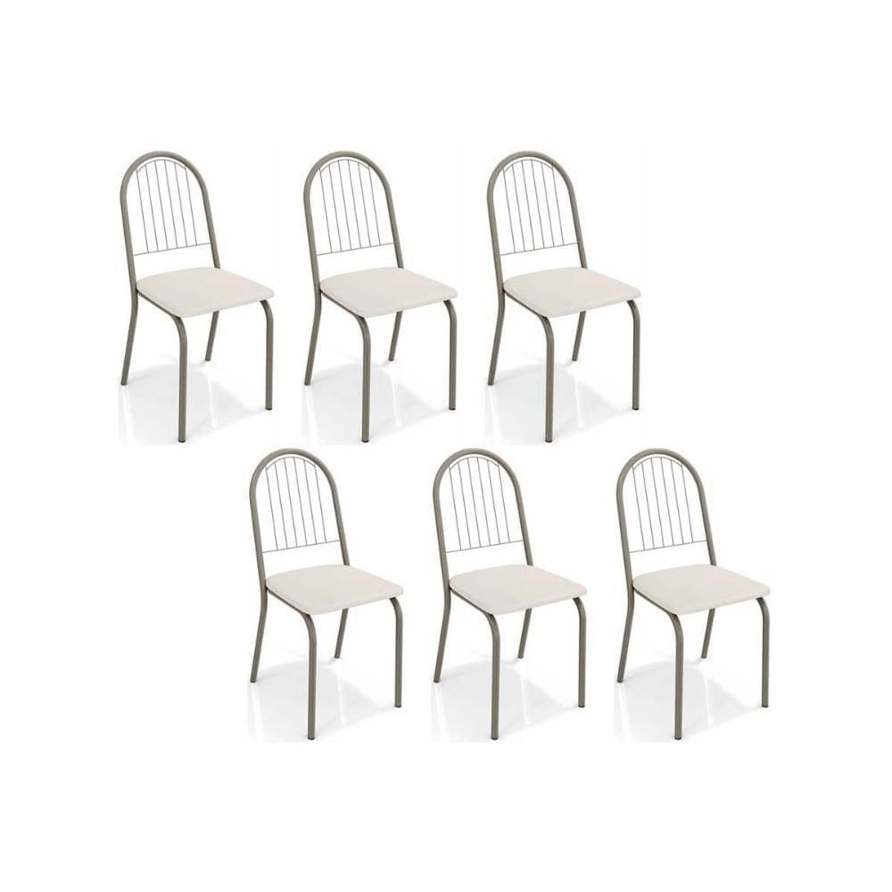 Kit 6 Cadeiras de Cozinha Noruega C077 6 Un Niquel/Branco 106 - Kappesberg