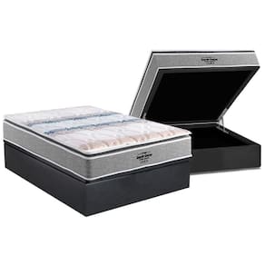 Cama Box Baú Casal: Colchão Ortopédico Probel D33 / AG65 Guarda Costas Extreme Resistence + Base CRC Suede Gray (138x188)