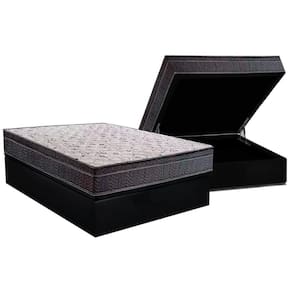 Conjunto Box Baú Casal: Colchão Molas Ortobom D20 Physical Super Hiper Resistente 17 + Base CRC Suede Black (138x188)