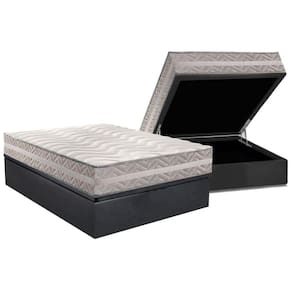 Conjunto Box Baú Casal: Colchão Molas Paropas D28 / Master Prata Double Face 25 + Base CRC Suede Gray (138x188)