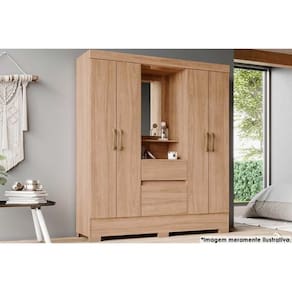 Guarda Roupa Casal 6 Portas e 2 Gavetas c/ Pés Briz BS07 Jequitibá - Henn