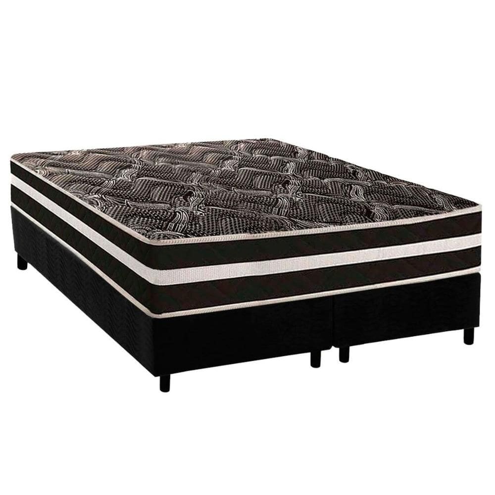Conjunto Box Queen: Colchão Espuma Paropas D28 / Master AG80 Black Double Face 25 + Base CRC Suede Black (158x198)