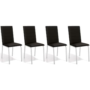 Kit 4 Cadeiras de Cozinha Amsterdã C091 4 Un Cromada/Preto 110 - Kappesberg