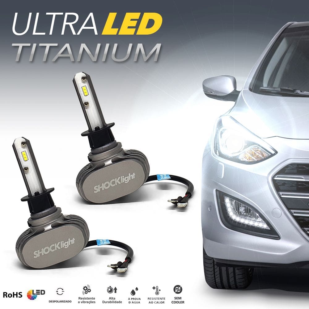 Par Lâmpadas H1 Farol Alto Fiat Marea Ultra Led Titanium 10000 Lumens Forte Branco Efeito Xenon 2003 2004 2005 2006 2007
