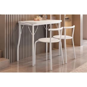 Conjunto: Mesa de Cozinha Multiuso Dobrável e 2 Banquetas 105 Branco/Courano Branco - Carraro
