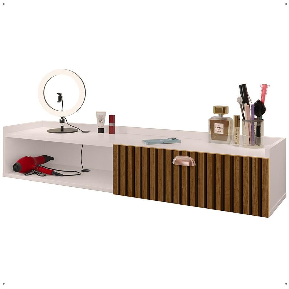 Penteadeira Camarim Decor Suspensa Mesa Bancada Cantinho Maquiagem Porta Nicho Decoração Quarto Luxo – RPM