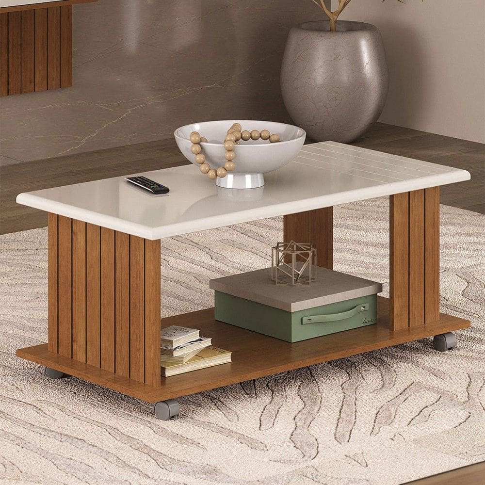 Mesa de Centro Mila Frisada Cinamomo/Off White - Artely