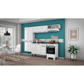 Cozinha Completa Compacta Aço Rose 10 Portas 1 Gaveta Branco - Rede Móveis