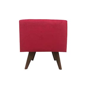 Puff Pé Palito Quadrado Não é Segredo Suede Amassado Vermelho 40x45