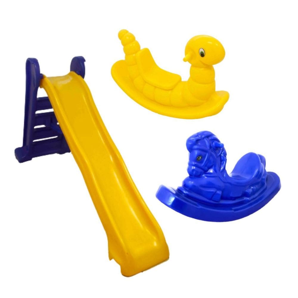 Conjunto Playground Infantil com Escorregador Grande, Nhoca e Cavalo