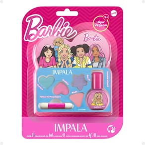 Kit Impala Barbie:1 Esmalte e Paleta de Maquiagem Infantil