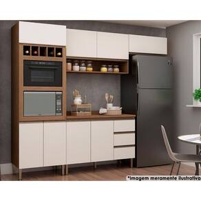 Kit de Cozinha Completa 4 Peças Lavanda (2Aéreos+1Balcão+1Paneleiro) Ebano/Off White - Genialflex