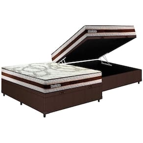 Cama Box Baú Casal: Colchão Espuma D45 Paropas Paropas Resiste Hotel DF 22 + Base Universal Linhão Brown CRC (138x188)