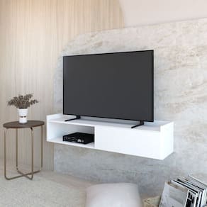 Rack Suspenso para Tv até 50 Pol. com 1 Porta e 1 Nicho Atena Branco