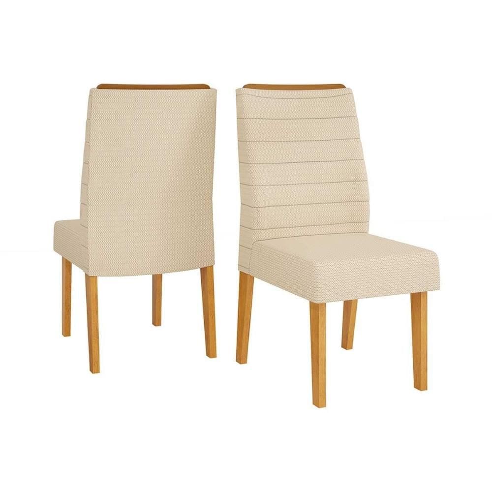 Kit 2 Cadeiras de Cozinha Ondina 2 Un Cedro/Linho Neve - DJ Móveis