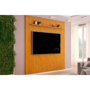 Home p/ TV até 85 Pol Pratic Ripado c/ 1 Prateleira 250x240cm Cedro - DJ Móveis