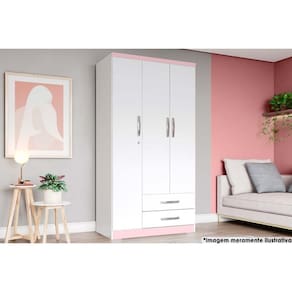 Guarda Roupa Casal 3 Portas e 2 Gavetas Açaí DA133 Branco - Henn