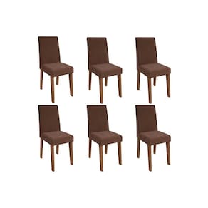 Kit 6 Cadeiras Sala Jantar Milena 6 Un Nature/Suede Joli Chocolate - Cimol