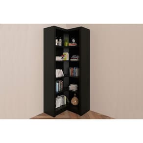 Estante Livreiro Casal ME4132 de Canto c/ 4 Prateleiras Preto - Tecno Mobili