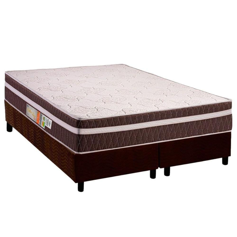 Cama Box Queen: Colchão Ortopédico Polar D28 Orthoface Vip Brown + Base CRC Suede Brown (158x198)