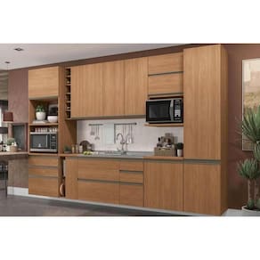 Kit Cozinha Modulada 15 Peças Maxxi 1 (4Aéreos+4Balcões+4Complementos+2Paneleiros+1Nicho) C15P46 Canela-Kappesberg